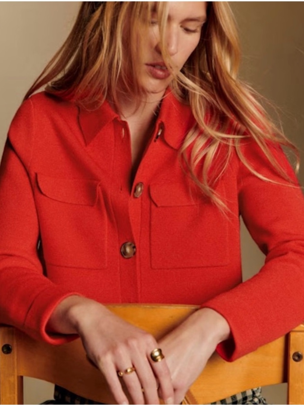 NWOT Sézane Betty Cardigan in Coral Red